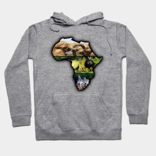 African Wildlife Continent Collage Hoodie